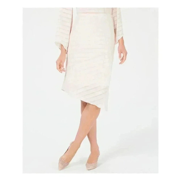 ALFANI Seashell Pink Textured Illusion Asymmetrical Hem Skirt NEW Size 14 - Picture 2 of 11